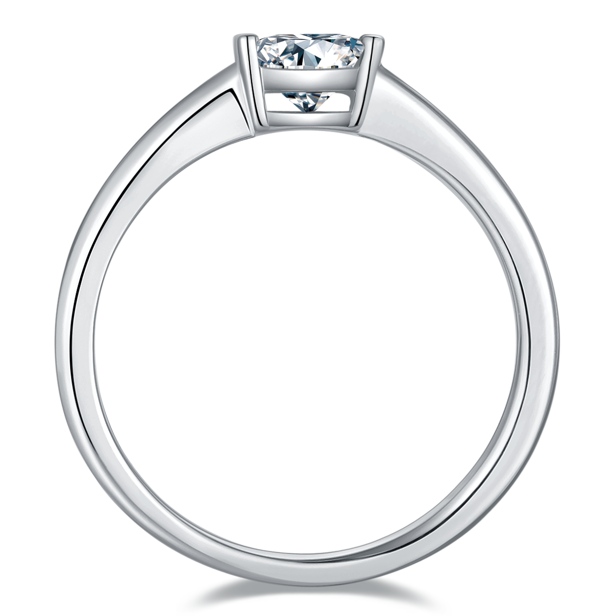 Simple Square S925 Silver Plated Platinum Moissanite Diamond Women's Ring 0.5 Carat D-Class